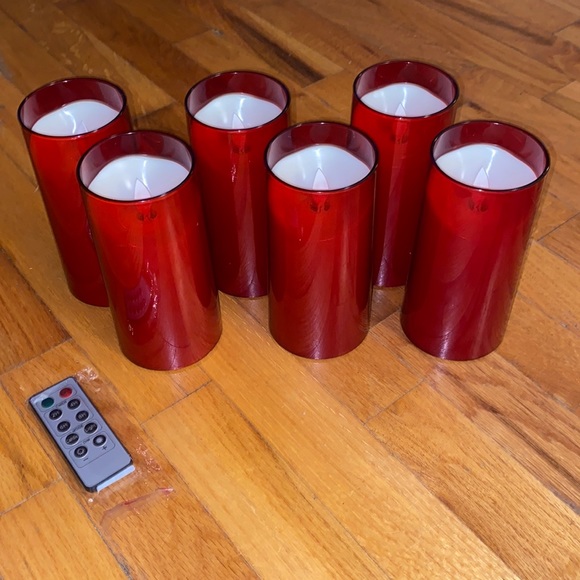 Other - Set of 6 RED flickering frosted LED candles with remote